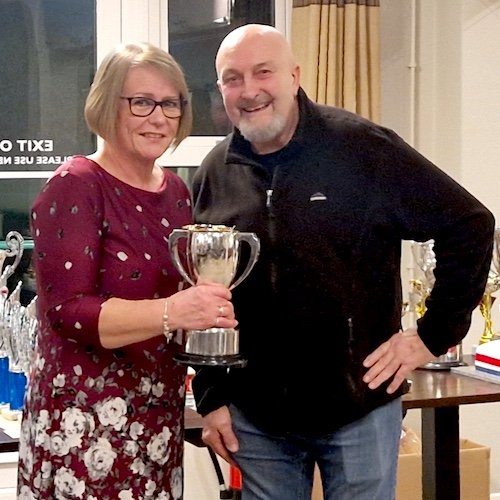 Debbie Blyth accepts the Best Eastern Club award on behalf of Woodbridge & DMCC